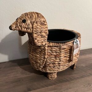 Dachshund Doxie Woven Dog Planter - Brown